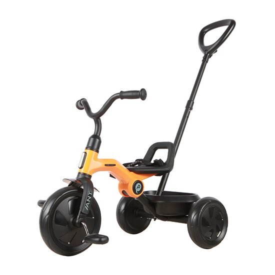 Tricicleta pentru copii Qplay Ant Plus Galben cu roti din spuma EVA, pliere compacta, cosulet pentru jucarii de la 2 ani pana la 25 kg – imaginea 2