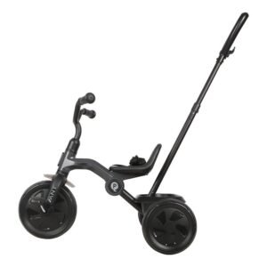 Tricicleta pentru copii Qplay Ant Plus Gri inchis cu roti din spuma EVA, pliere compacta, cosulet pentru jucarii de la 2 ani pana la 25 kg