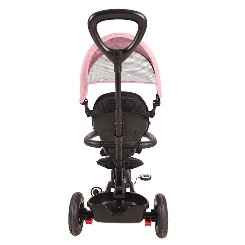 Tricicleta pentru copii Qplay Rito Rubber Roz cu roti din cauciuc, pliabila, maner telescopic, sistem roata libera si greutate maxim suportata 25 kg – imaginea 2