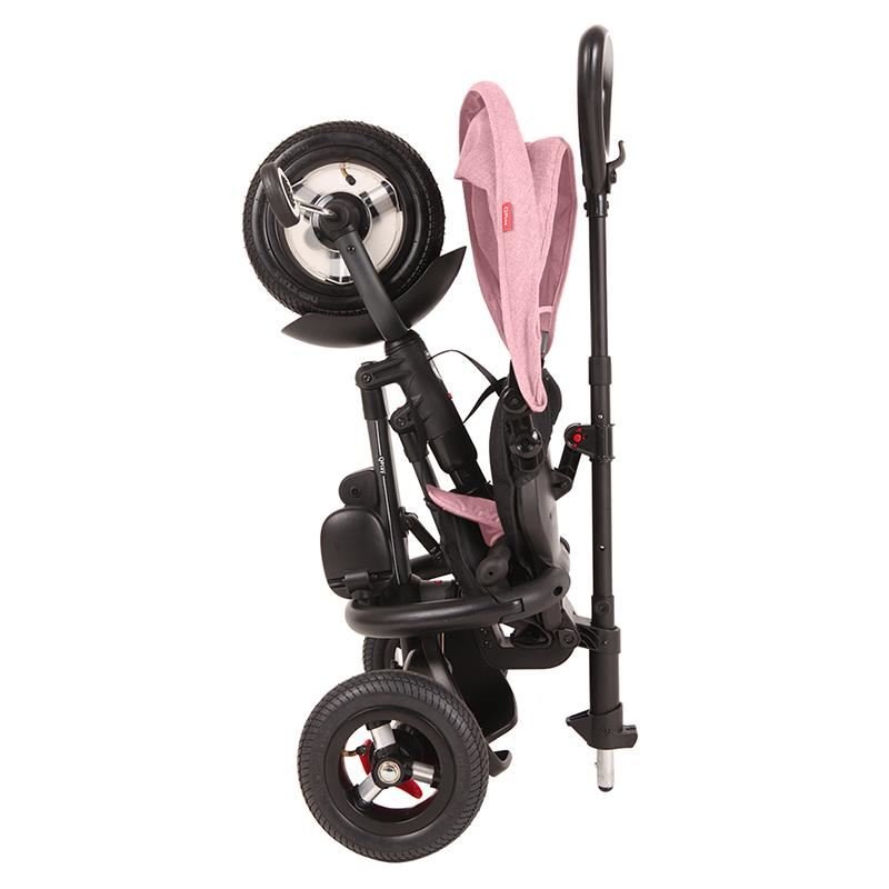 Tricicleta pentru copii Qplay Rito Rubber Roz cu roti din cauciuc, pliabila, maner telescopic, sistem roata libera si greutate maxim suportata 25 kg – imaginea 5