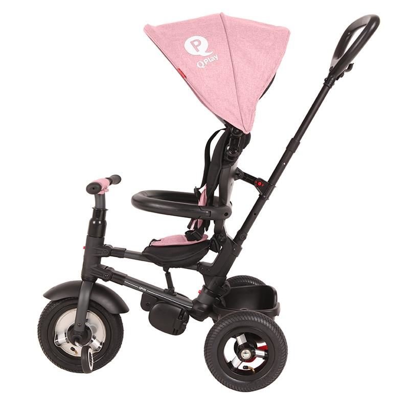 Tricicleta pentru copii Qplay Rito Rubber Roz cu roti din cauciuc, pliabila, maner telescopic, sistem roata libera si greutate maxim suportata 25 kg – imaginea 6