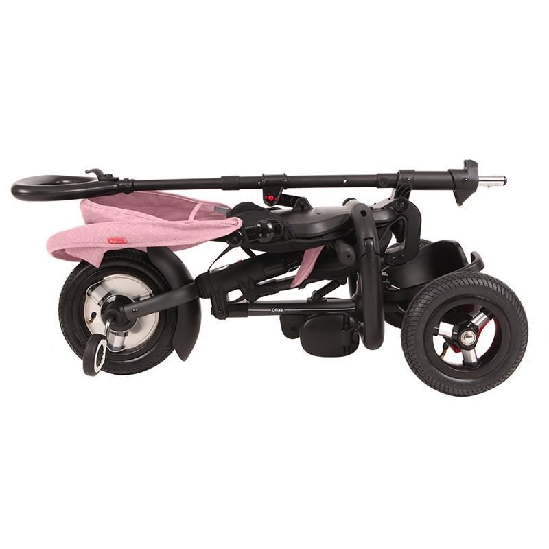Tricicleta pentru copii Qplay Rito Rubber Roz cu roti din cauciuc, pliabila, maner telescopic, sistem roata libera si greutate maxim suportata 25 kg – imaginea 7