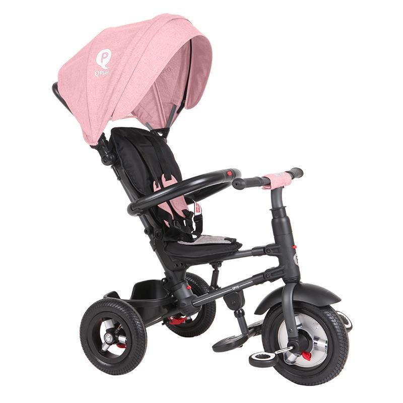 Tricicleta pentru copii Qplay Rito Rubber Roz cu roti din cauciuc, pliabila, maner telescopic, sistem roata libera si greutate maxim suportata 25 kg – imaginea 8