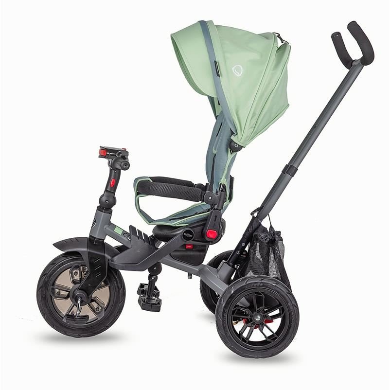 Tricicleta pentru copii Coccolle Pianti Mint Green multifunctionala, cu roti din cauciuc gonflabil, sezut moale si ajustabil cu sistem de rotire 360 grade, 2 tipuri de suporti de picioare si saculet jucarii – imaginea 2