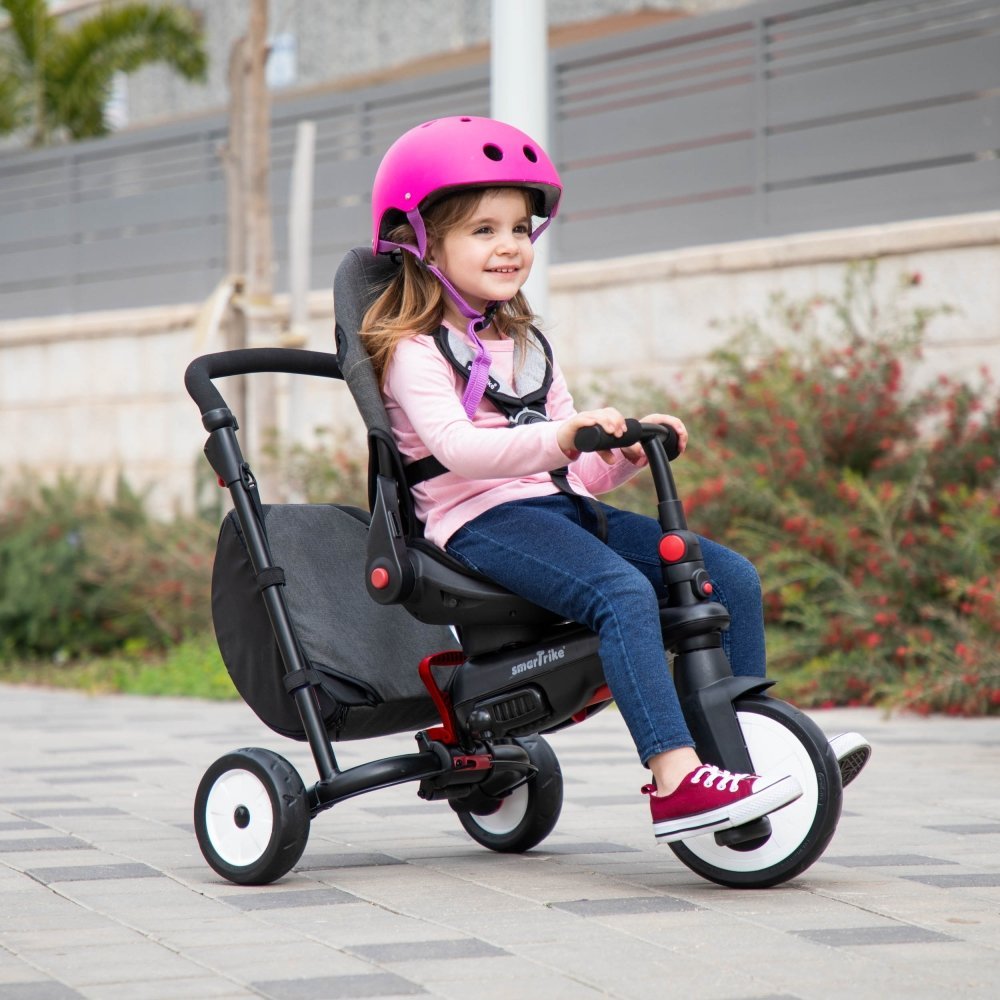 Tricicleta pentru copii Smart Trike STR7 Vibe Grey ultrapliabila, spatar reglabil, roti din cauciuc eva, frana, sistem patentat Touch Steering, varsta 6 luni+ – imaginea 2