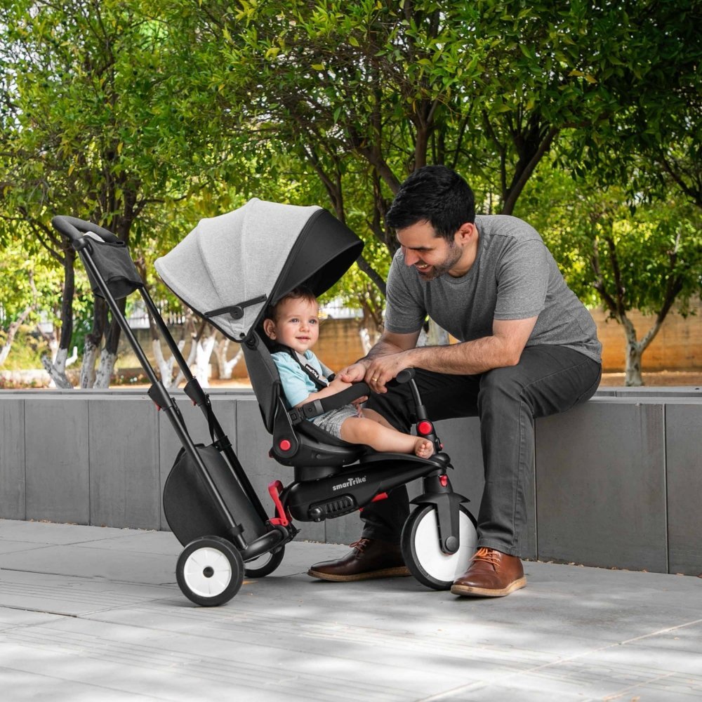 Tricicleta pentru copii Smart Trike STR7 Vibe Grey ultrapliabila, spatar reglabil, roti din cauciuc eva, frana, sistem patentat Touch Steering, varsta 6 luni+ – imaginea 3
