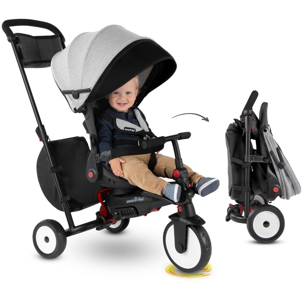 Tricicleta pentru copii Smart Trike STR7 Vibe Grey ultrapliabila, spatar reglabil, roti din cauciuc eva, frana, sistem patentat Touch Steering, varsta 6 luni+ – imaginea 5