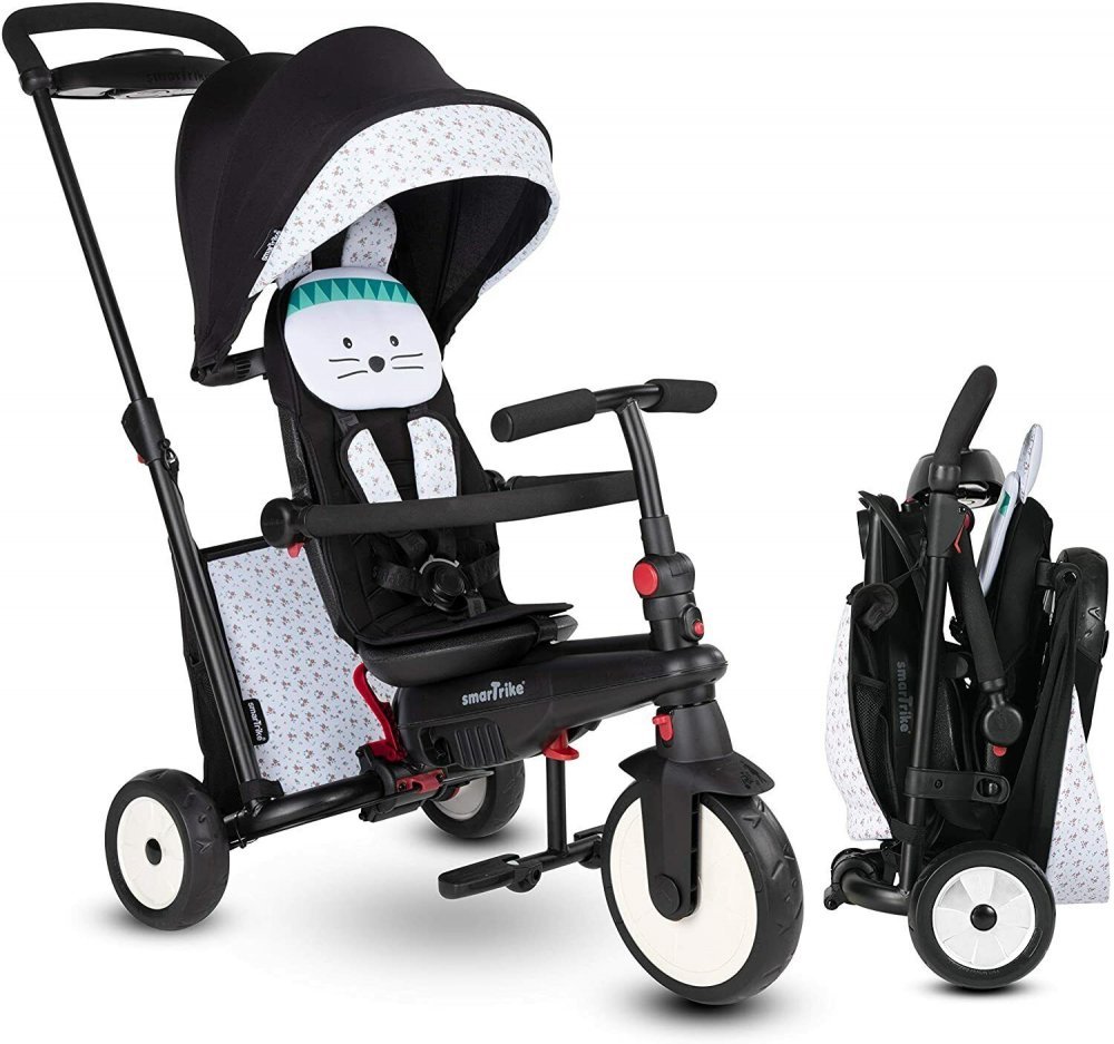 Tricicleta pentru copii Smart Trike STR5 Bunny 7 in 1 pliabila, dotata cu frana, scaun rabatabil, sistem patentat Touch Steering si cu certificare de carucior, varsta 9 luni+