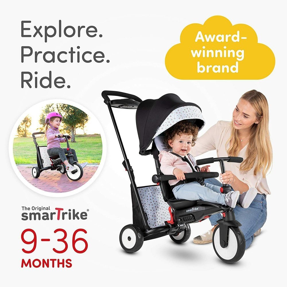 Tricicleta pentru copii Smart Trike STR5 Bunny 7 in 1 pliabila, dotata cu frana, scaun rabatabil, sistem patentat Touch Steering si cu certificare de carucior, varsta 9 luni+ – imaginea 4