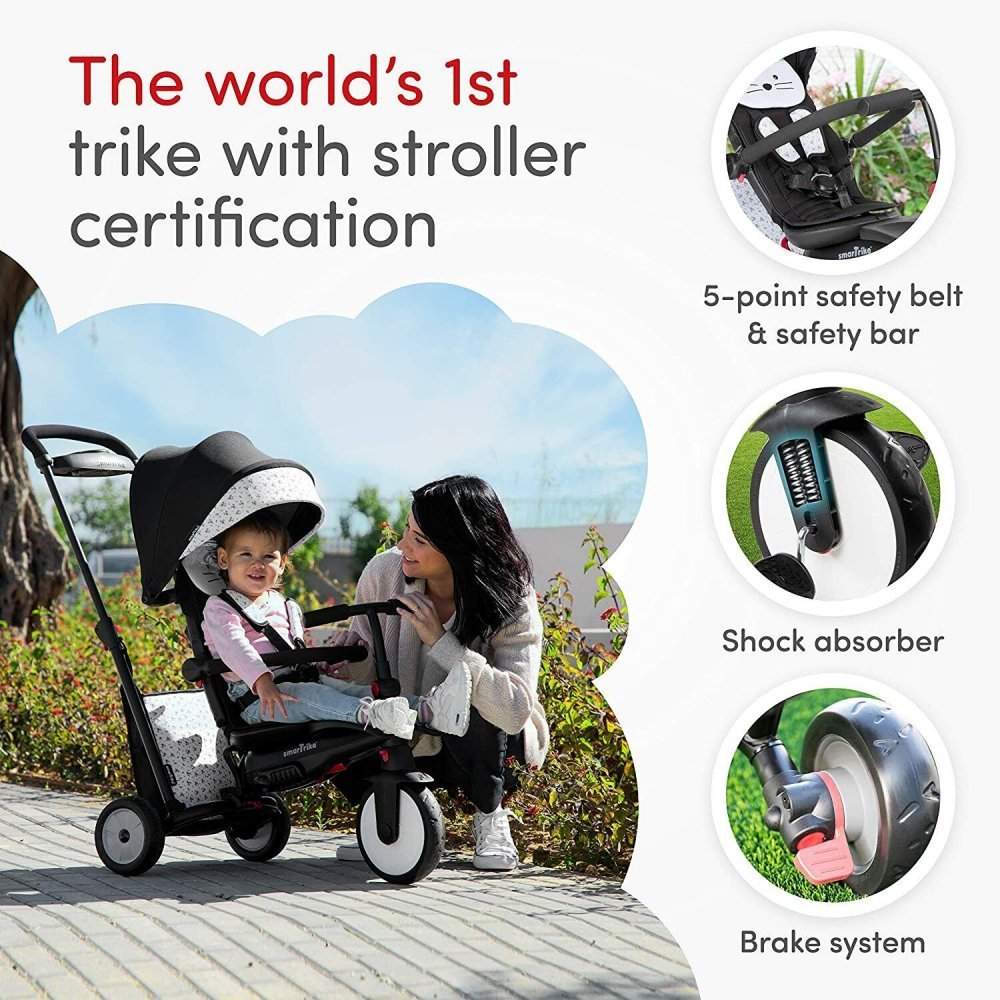 Tricicleta pentru copii Smart Trike STR5 Bunny 7 in 1 pliabila, dotata cu frana, scaun rabatabil, sistem patentat Touch Steering si cu certificare de carucior, varsta 9 luni+ – imaginea 5