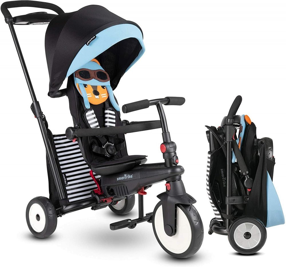Tricicleta pentru copii Smart Trike STR5 Squirrel 7 in 1 pliabila, dotata cu frana, scaun rabatabil, sistem patentat Touch Steering si cu certificare de carucior, varsta 9 luni+