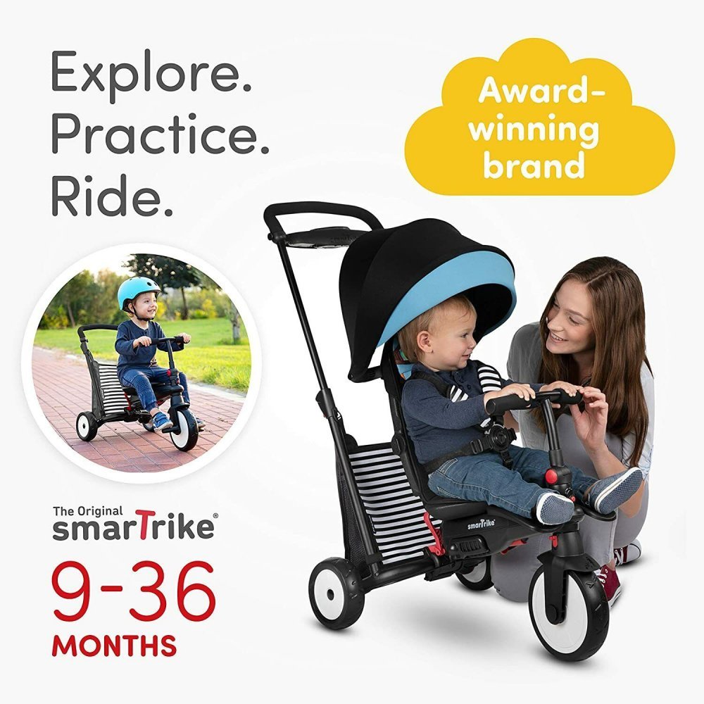 Tricicleta pentru copii Smart Trike STR5 Squirrel 7 in 1 pliabila, dotata cu frana, scaun rabatabil, sistem patentat Touch Steering si cu certificare de carucior, varsta 9 luni+ – imaginea 2