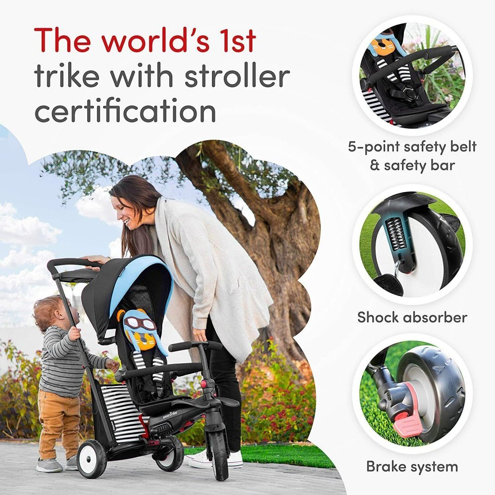 Tricicleta pentru copii Smart Trike STR5 Squirrel 7 in 1 pliabila, dotata cu frana, scaun rabatabil, sistem patentat Touch Steering si cu certificare de carucior, varsta 9 luni+ – imaginea 4