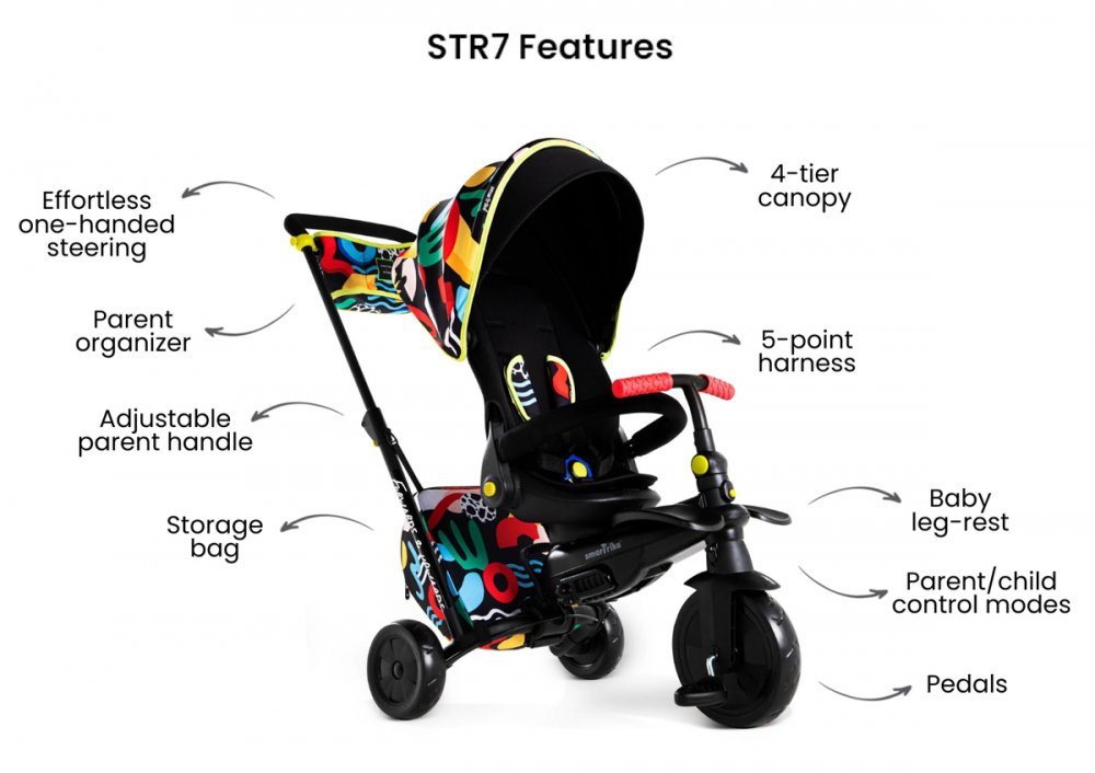 Tricicleta pentru copii Smart Trike Kelly Anna-Imagine 6 in 1 ultrapliabila cu sistem de ghidare Touch Steering, scaun reglabil si rabatabil, suport pentru picioare, roti din cauciuc Eva cu amortizoare – imaginea 2