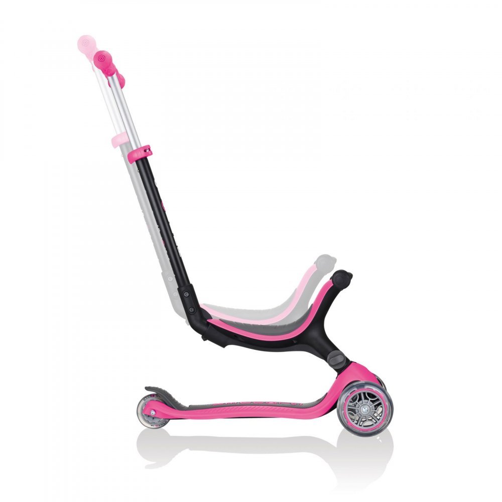 Trotineta evolutiva 4 in 1 pliabila Globber Go-Up Roz cu scaun, maner parinte, ghidon reglabil, greutate admisa 50 kg – imaginea 4