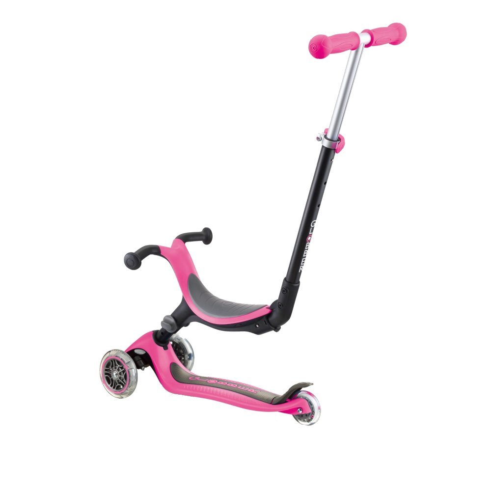 Trotineta evolutiva 4 in 1 pliabila Globber Go-Up Roz cu scaun, maner parinte, ghidon reglabil, greutate admisa 50 kg – imaginea 6