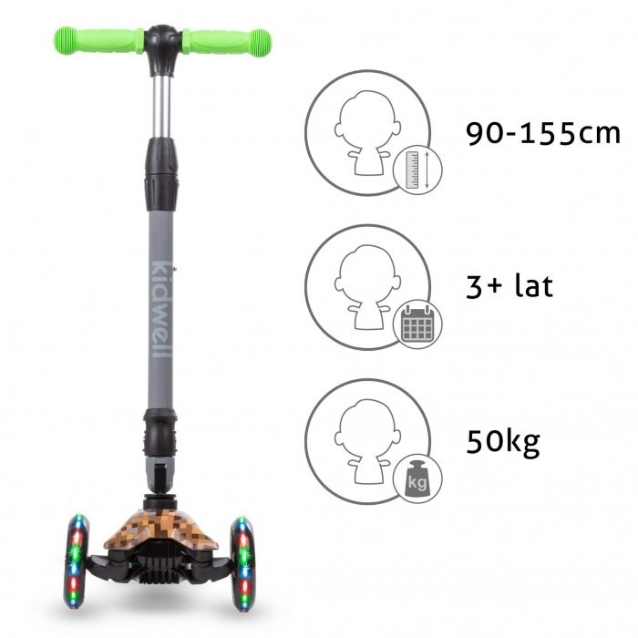 Trotineta pentru copii Kidwell Vento Game pliabila, roti cu led, ghidon din aluminiu reglabil, greutate admisa 50 kg, varsta 3 ani+ – imaginea 8