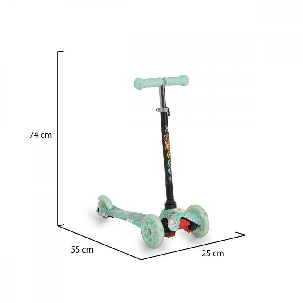 Trotineta intuitiva cu inaltime reglabila intre 50-74cm,roti cu lumini LED,de la 3ani si pana la 40kg Moni Fidget Mint – imaginea 6