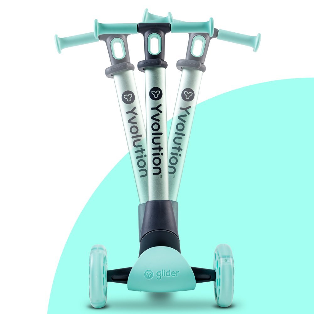 Trotineta cu 3 roti Yvolution Y Glider Nua green, pliabila, roti Led, ghidon reglabil, greutate admisa 50 kg – imaginea 4
