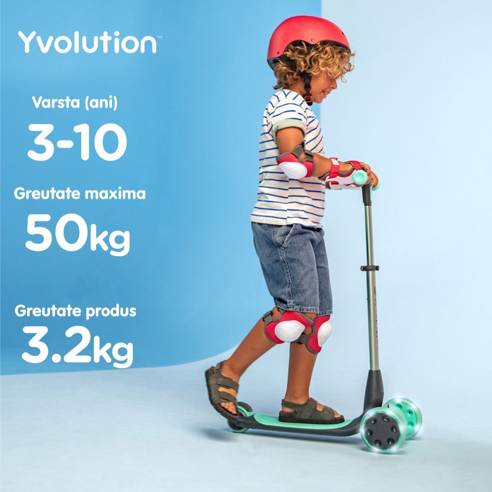 Trotineta cu 3 roti Yvolution Y Glider Nua green, pliabila, roti Led, ghidon reglabil, greutate admisa 50 kg – imaginea 5