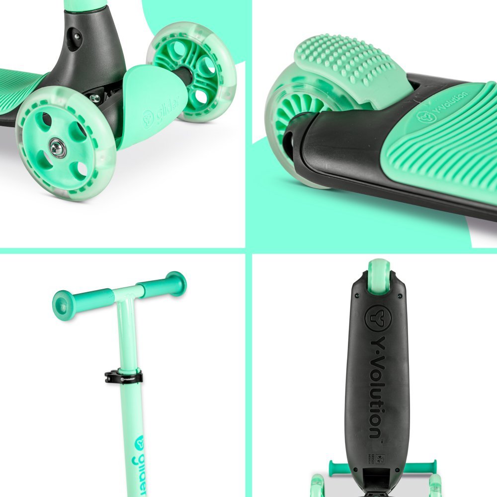 Trotineta cu 3 roti Yvolution Y Glider kiwi green, roti Led, ghidon reglabil, greutate admisa 50 kg – imaginea 4