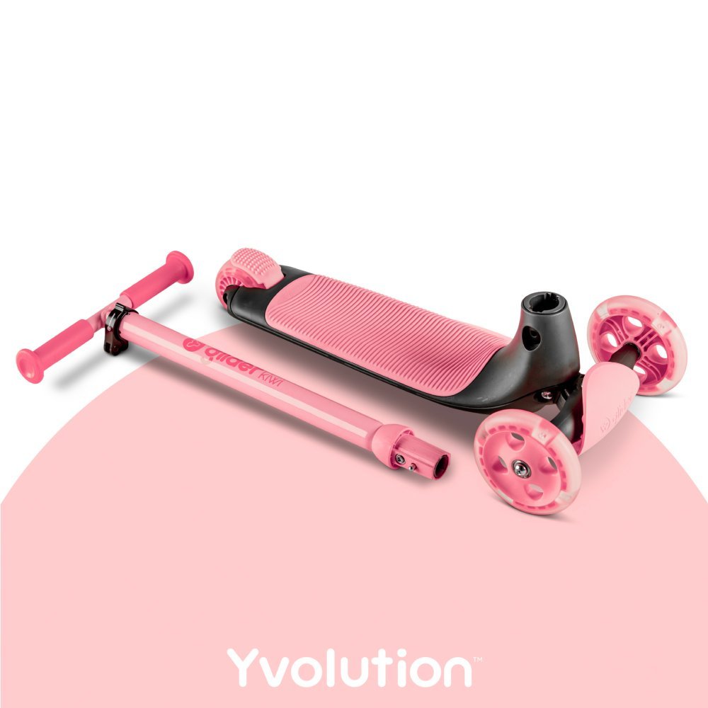 Trotineta cu 3 roti Yvolution Y Glider kiwi pink, roti Led, ghidon reglabil, greutate admisa 50 kg – imaginea 3