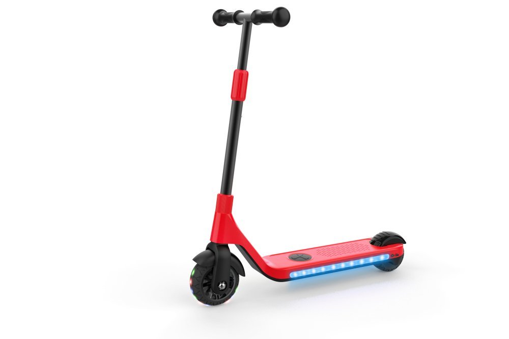 Trotineta electrica GentleKids rosu, cu lumini LED, ghidon reglabil, putere 80w, greutate suportata 50 kg, viteza maxima 5-8 kmh, varsta 3 ani+ – imaginea 3