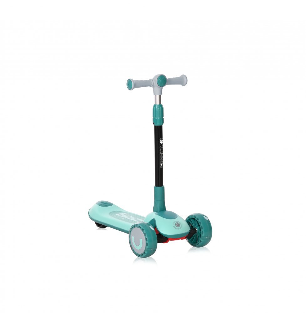 Trotineta pentru copii Trio Blue Green pliabila, roti din silicon cu Led, ghidon reglabil, sezut detasabil, greutate admisa 50 kg, 3 ani+ – imaginea 2