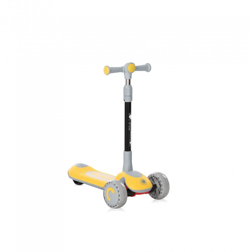 Trotineta pentru copii Trio Yellow pliabila, roti din silicon cu Led, ghidon reglabil, sezut detasabil, greutate admisa 50 kg, 3 ani+ – imaginea 2