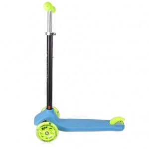 Trotineta pentru copii Yuppee Blue  Green pliabila, roti din silicon cu Led, ghidon reglabil, greutate admisa 50 kg, 3 ani+