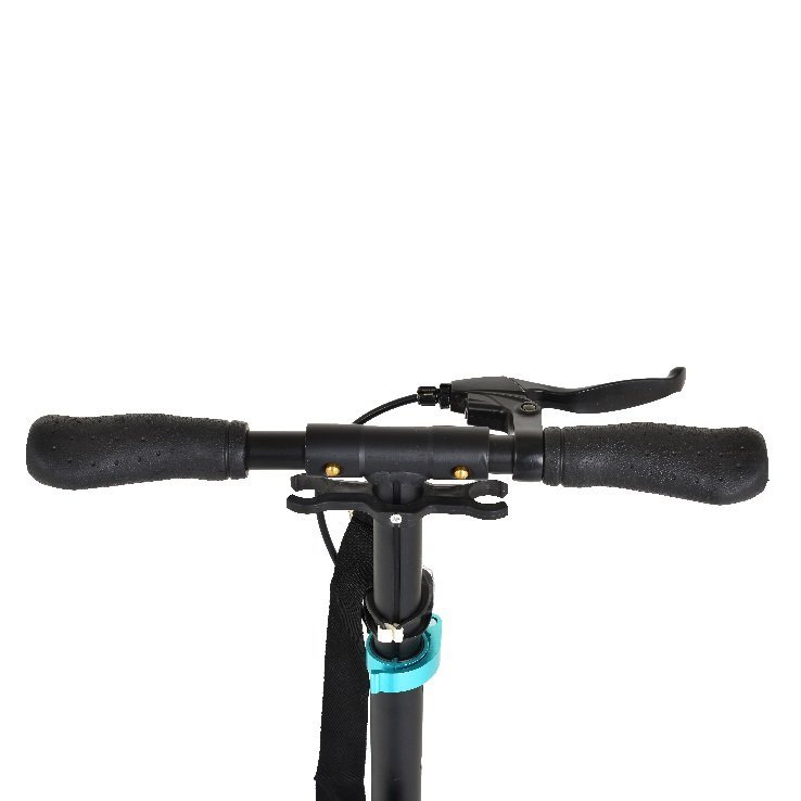 Trotineta cu cadru din aluminiu,3 nivele de reglare a inaltimii,roti PU,suspensii,frana de mana pe disc,de la 10 ani pana la 100kg Byox Plexus Limited Edition turqouize cu suport sticla si centura transport incluse – imaginea 7