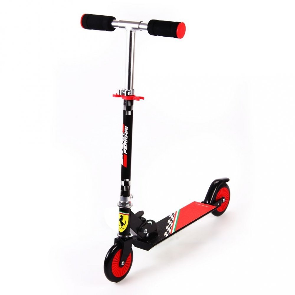 Trotineta pliabila pentru copii Ferrari Neagra cu roti 120 mm, ghidon reglabil, greutate admisa 50 kg