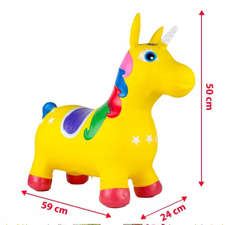 Unicorn din cauciuc gonflabil, pentru interiorexterior, cu pompa inclusa, material rezistent si durabil 59 x 50 x 24 cm Galben – imaginea 8