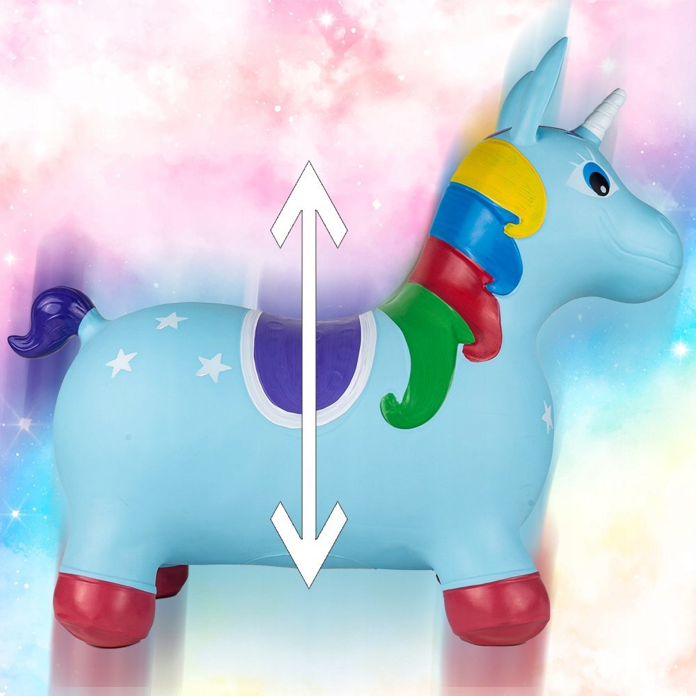Unicorn din cauciuc gonflabil, pentru interiorexterior, cu pompa inclusa, material rezistent si durabil 59 x 50 x 24 cm Blue – imaginea 5
