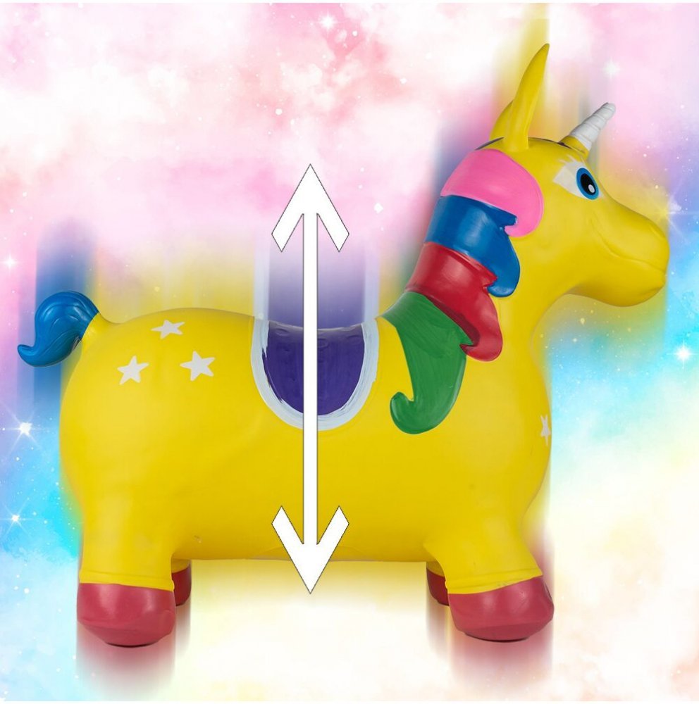 Unicorn din cauciuc gonflabil, pentru interiorexterior, cu pompa inclusa, material rezistent si durabil 59 x 50 x 24 cm Galben – imaginea 4