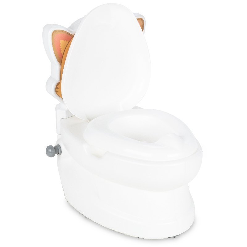 Olita educationala muzicala Pilsan Pisicuta cu baza antialunecare,suport hartie igienica si vas colectare detasabil,design ergonomic,cutie muzicala iluminata cu efect de sunet sifon – imaginea 2