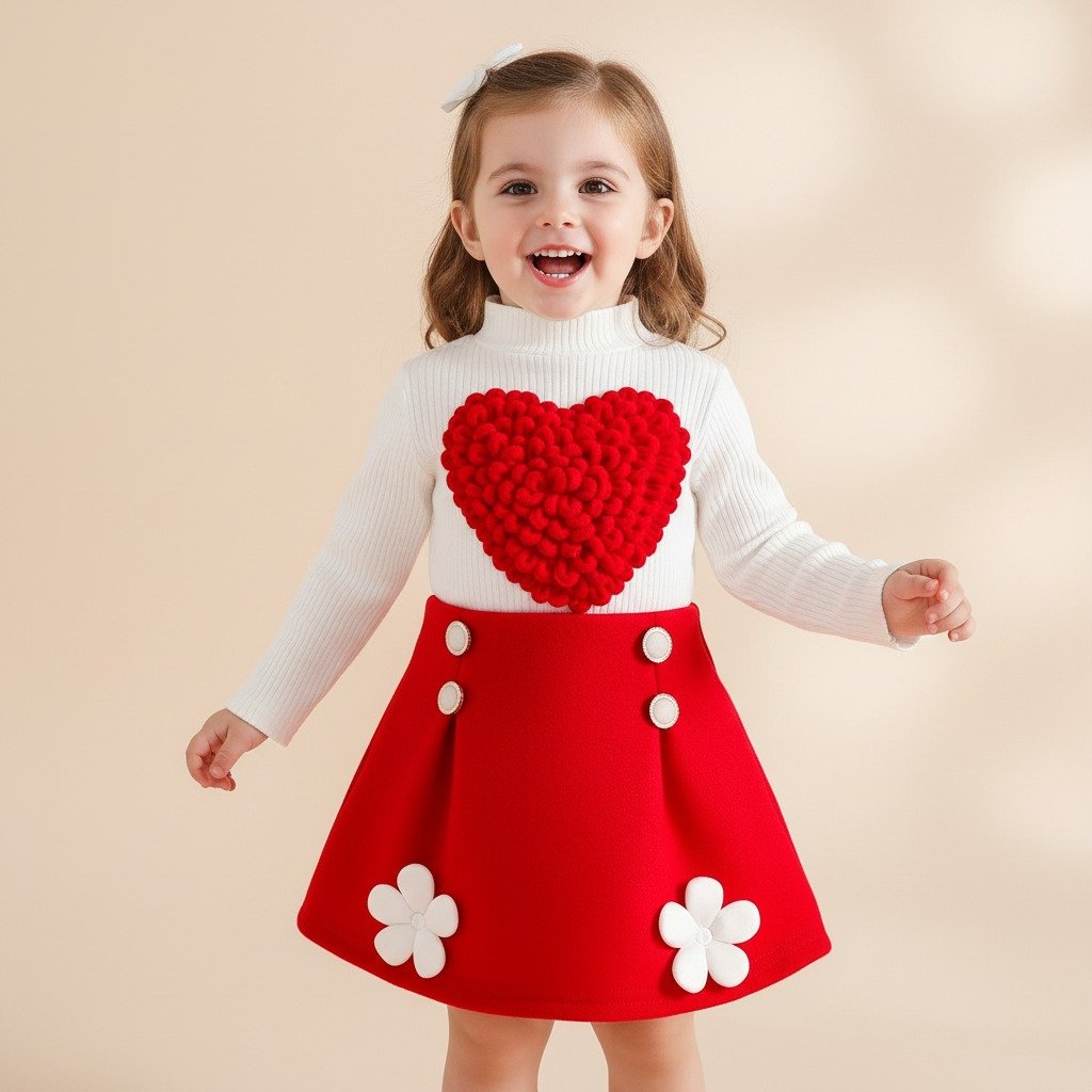 Compleu Rosu 2 Piese Fetite Henna – 9-12 luni – imaginea 2