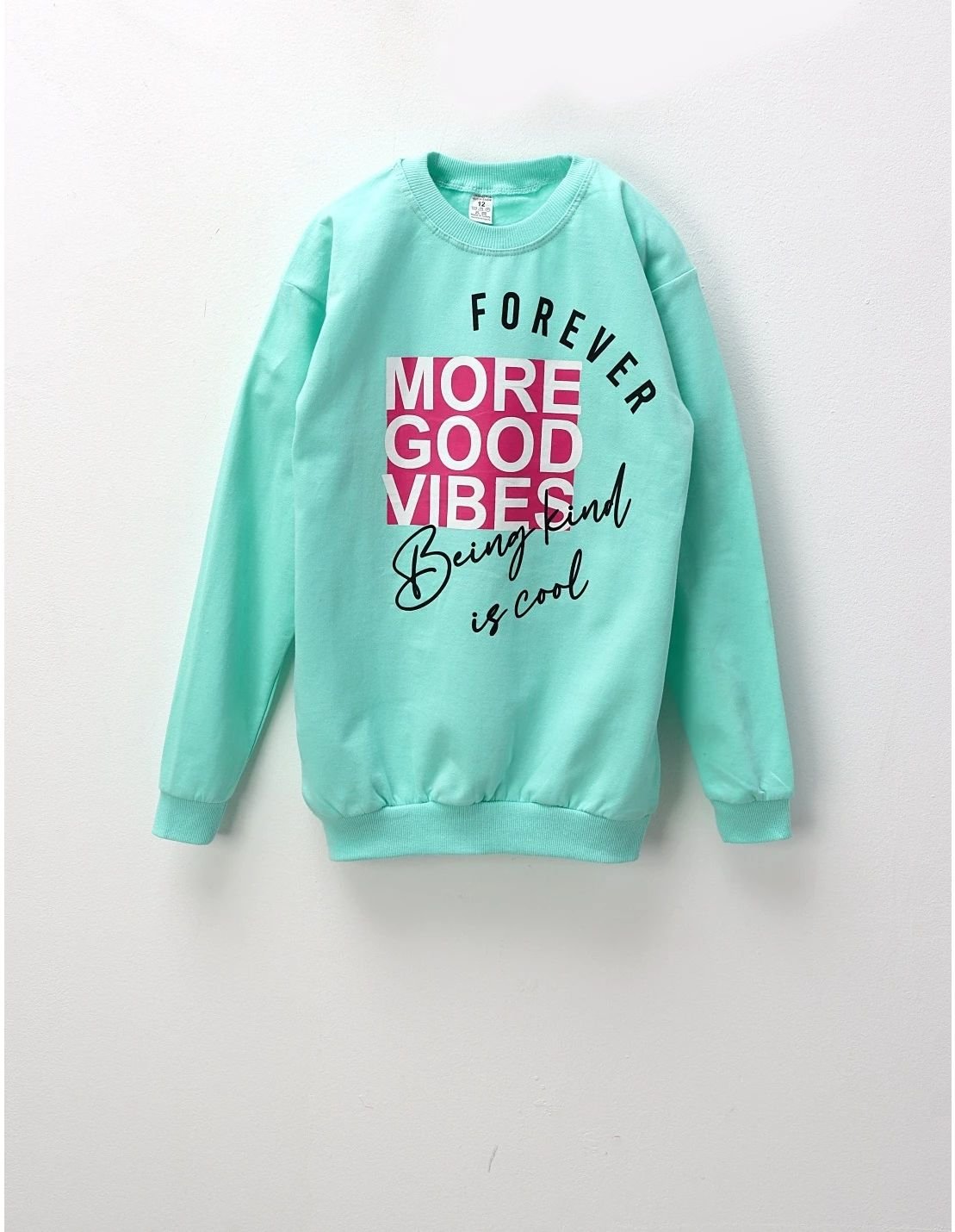 Bluza flausata More Good Vibes, turcoaz