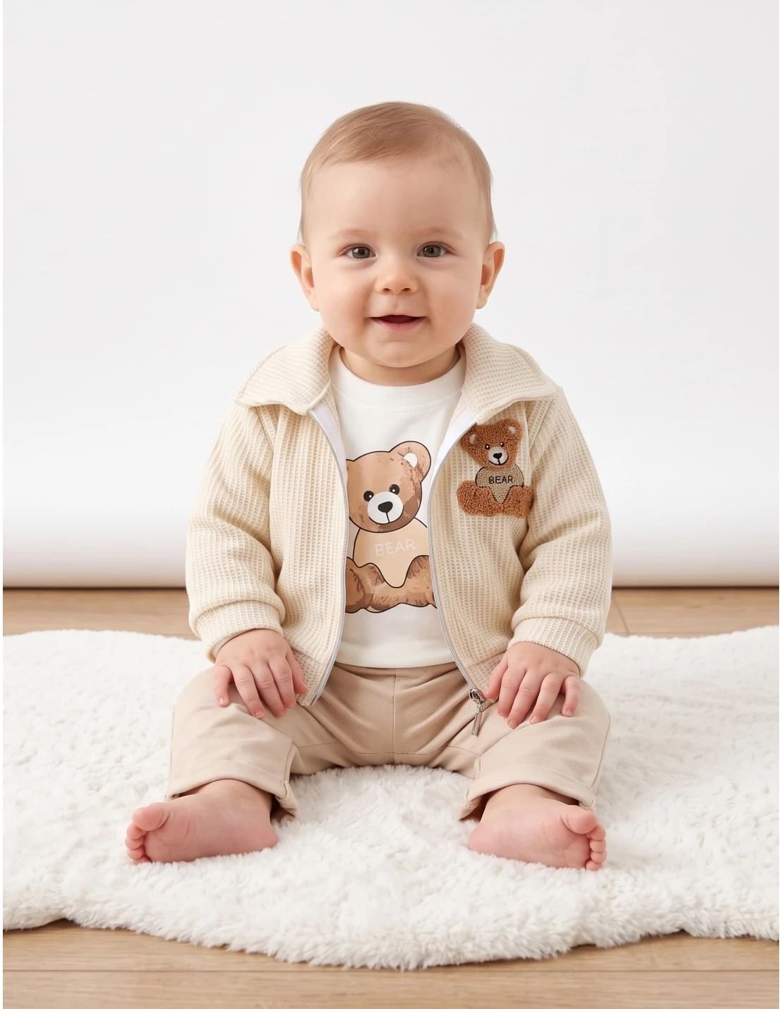 Compleu Chill Bear, crem