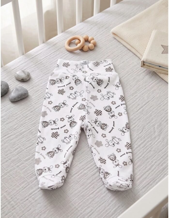 Pantaloni cu botosei Sweet Friends alb-gri