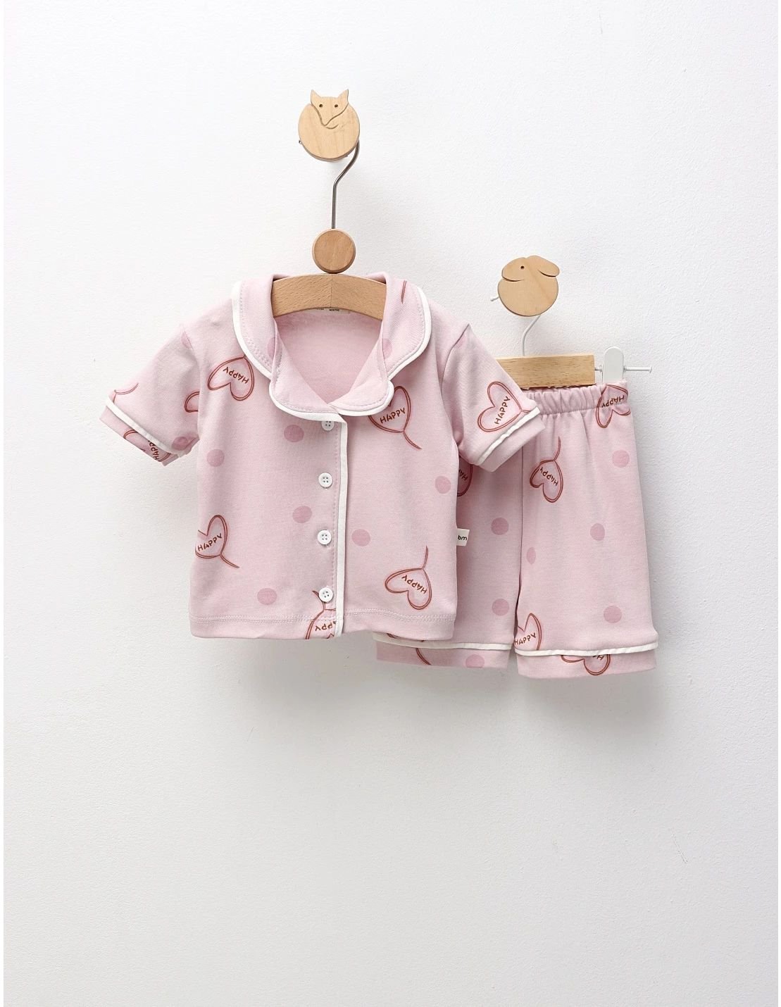 Pijama MS, Cu Happy, roz prafuit