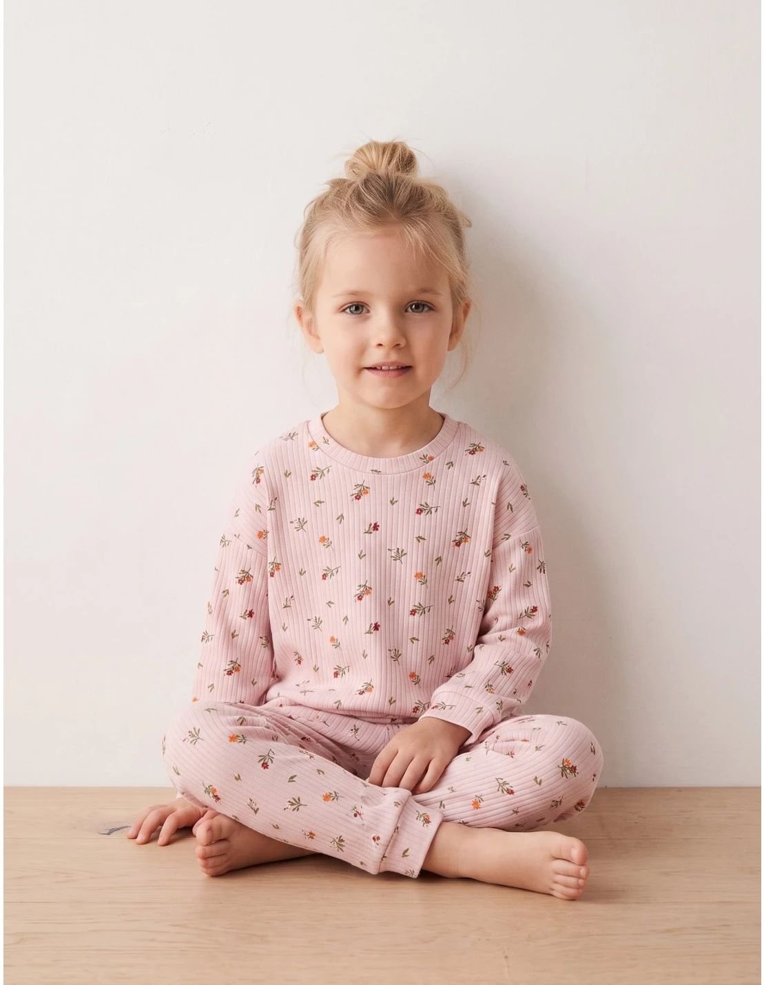 Pijama roz cu floricele, premium