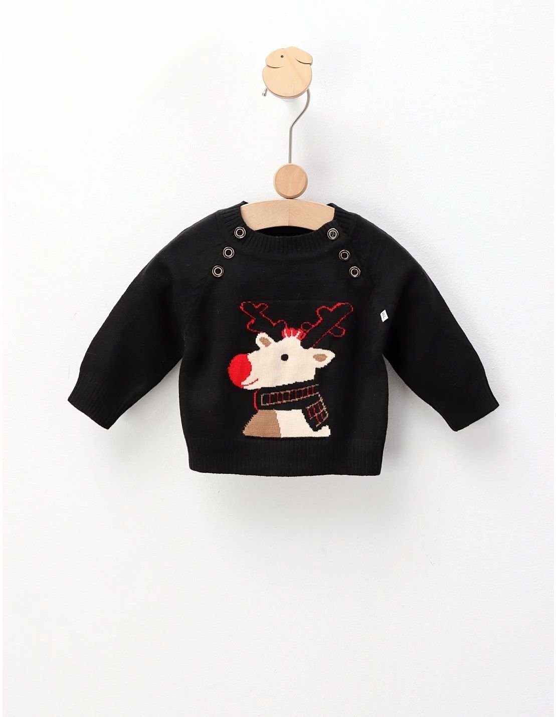 Pulover Mohair, cu Ren, negru