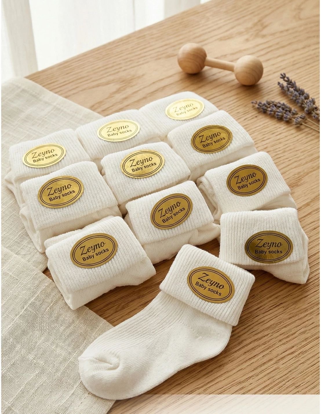Set 12 perechi sosete albe simple