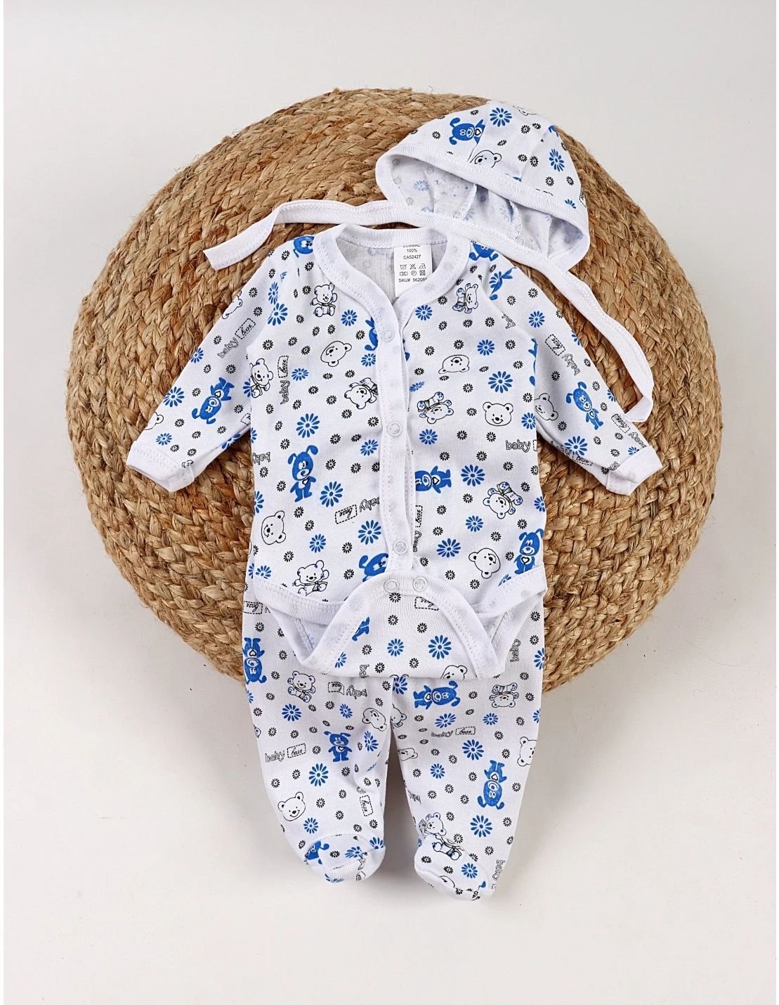 Set greieras bebelusi Baby Bear alb-albastru