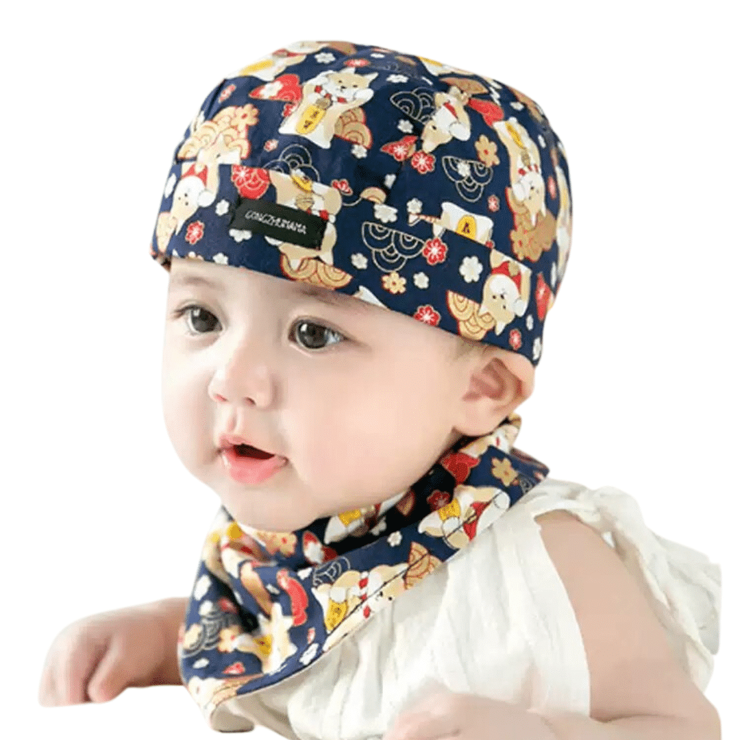 Set baieti bandana si esarfa albastra Akyta – 6-12 luni – imaginea 4