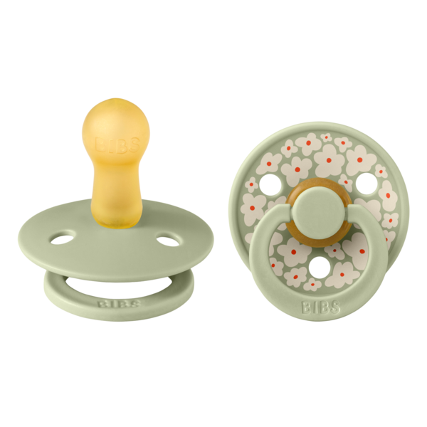 Set 2 suzete Bibs Colour Studio Collection Flower Latex tetina rotunda 6 luni+ Sage – imaginea 4
