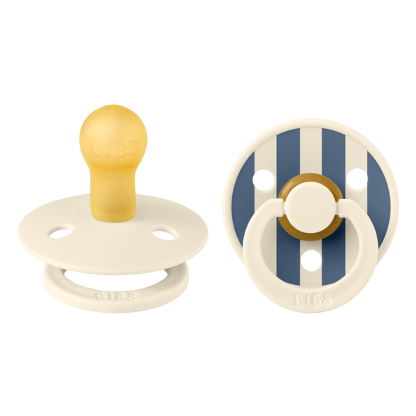Set 2 suzete Bibs Colour Studio Collection Stripe Latex tetina rotunda 0 luni+ IvorySteel Blue – imaginea 4
