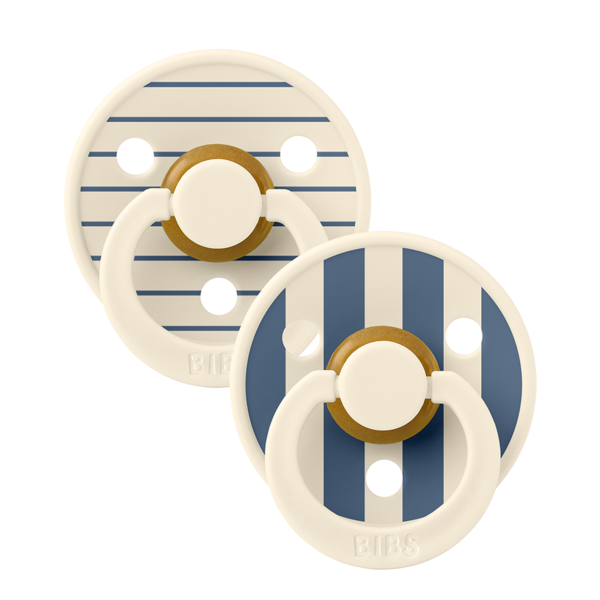 Set 2 suzete Bibs Colour Studio Collection Stripe Latex tetina rotunda 0 luni+ IvorySteel Blue – imaginea 2