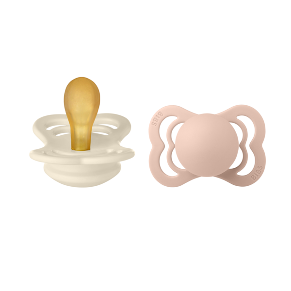 Set 2 suzete Bibs Supreme Latex tetina simetrica 0 luni + IvoryBlush – imaginea 4